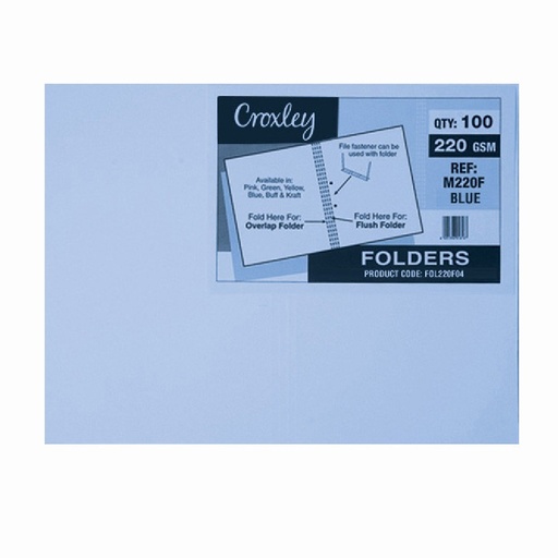 [PP1052] [PP1052] CROXLEY MANILLA FOLDERS BLUE 220G PK100