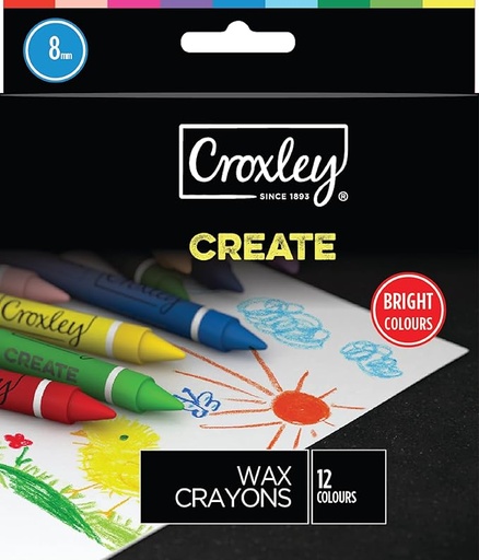 [PP0251] [PP0251] CROXLEY 8MM WAX CRAYONS 12 PACK